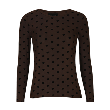 Liberté - Mesh Ls Tshirt - Dark Brown Black Flock Heart